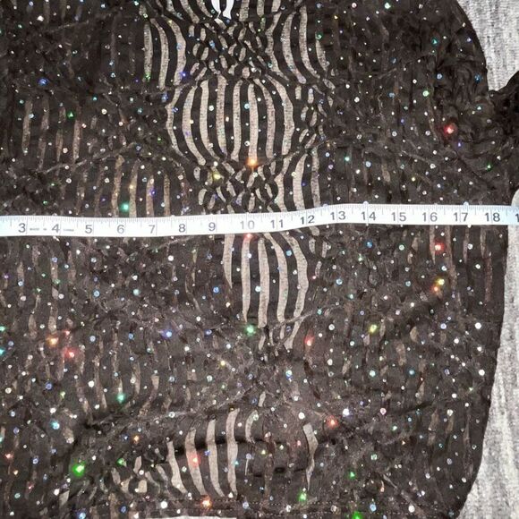 ReBeKah Womens Medium Tie Front Cardigan Chocolate Brown Semi-Sheer Sparkle NWOT - Picture 4 of 5